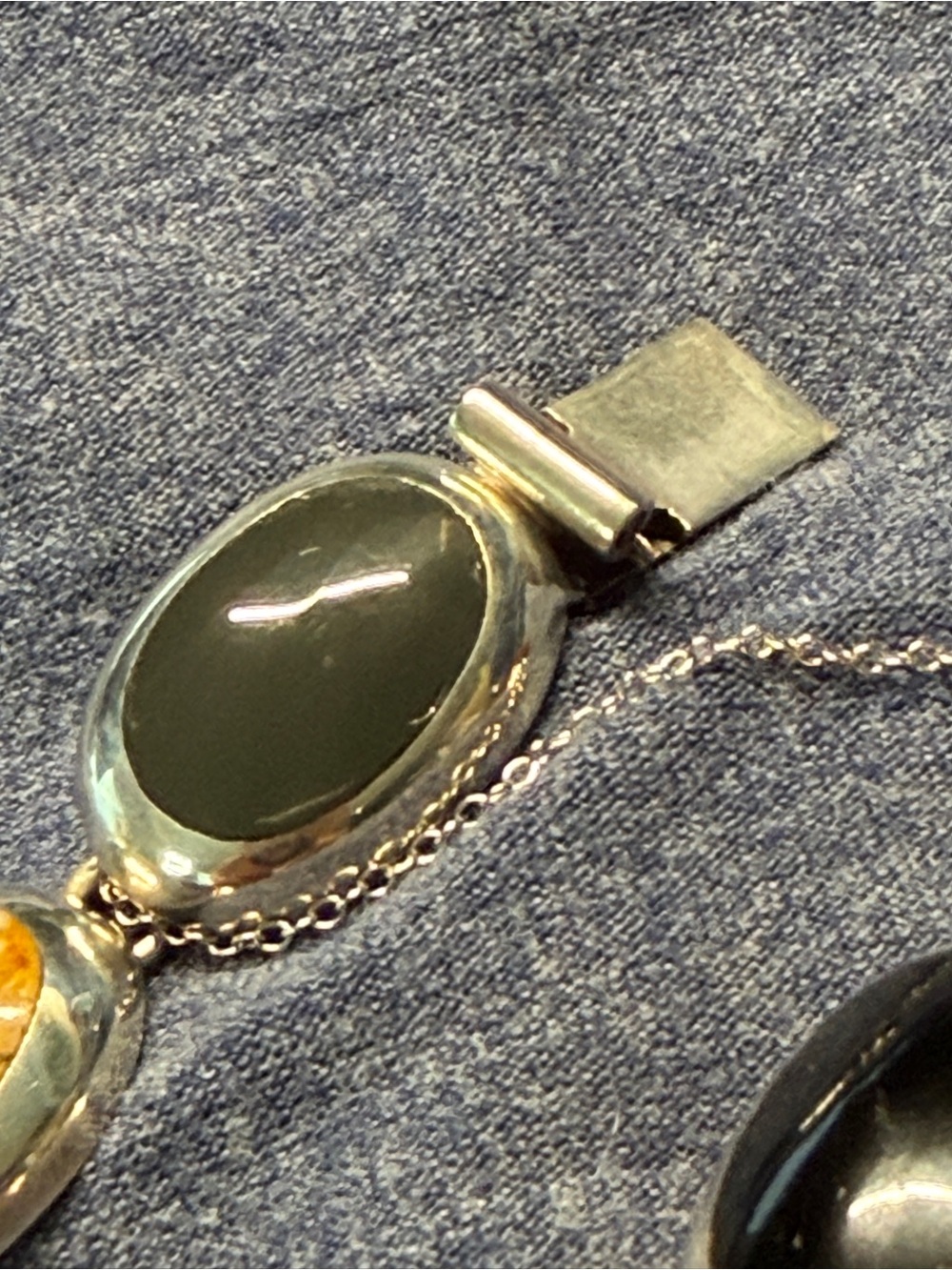Vintage 1950s Taxco Mexico 925 Sterling Silver Multi Gemstone Link Bracelet - Picture 6 of 15